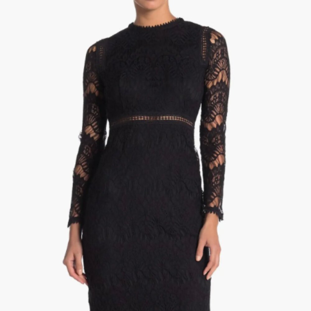 Lace Long Sleeve Midi Dress